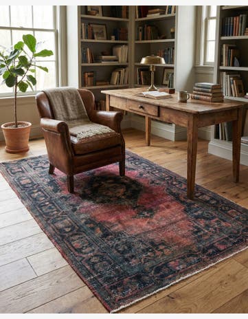 4' 9 x 8' 6 Hand Knotted Ultra Vintage Persian Wool Rug