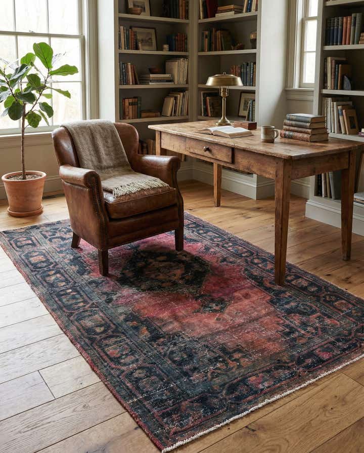 4' 9 x 8' 6 Hand Knotted Ultra Vintage Persian Wool Rug