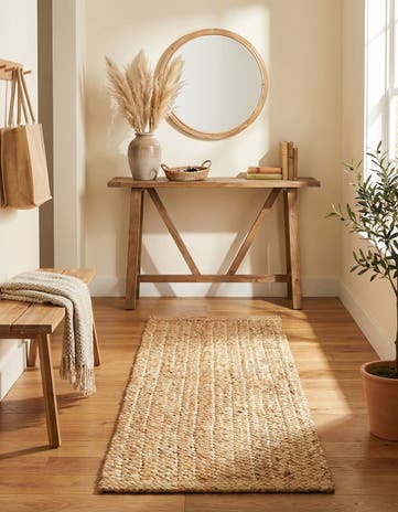 Natural Handmade Heirloom Braided Jute Runner Rug