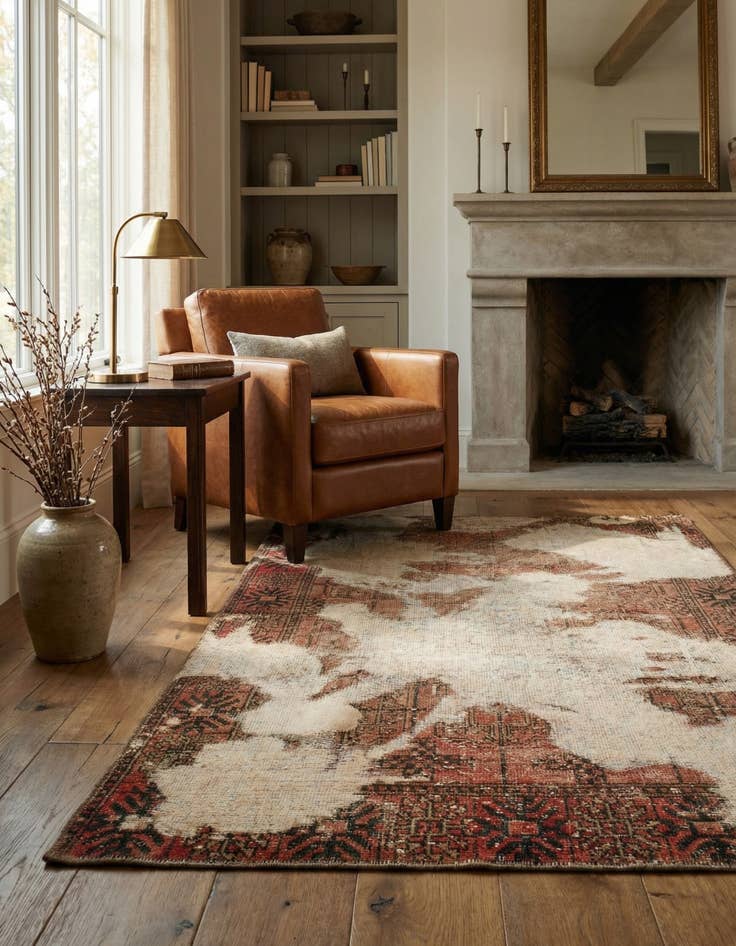 Detail image of 3' 7 x 5' 8  Hand Knotted Ultra Vintage Persian Wool Rug