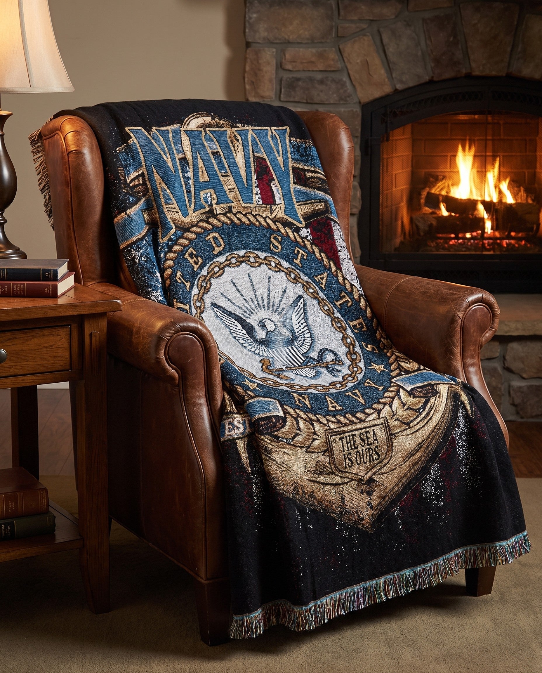 4' 6 x 6' Navy Strong Throw Blanket