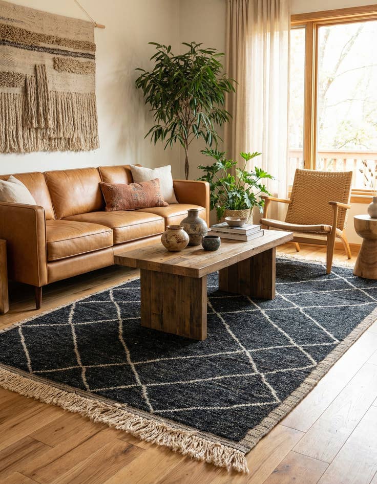 Detail image of 6' 3 x 8' 10  Hand Knotted Moroccan Wool Rug