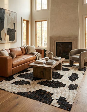 5' 2 x 8' Cowhide Leather Rug