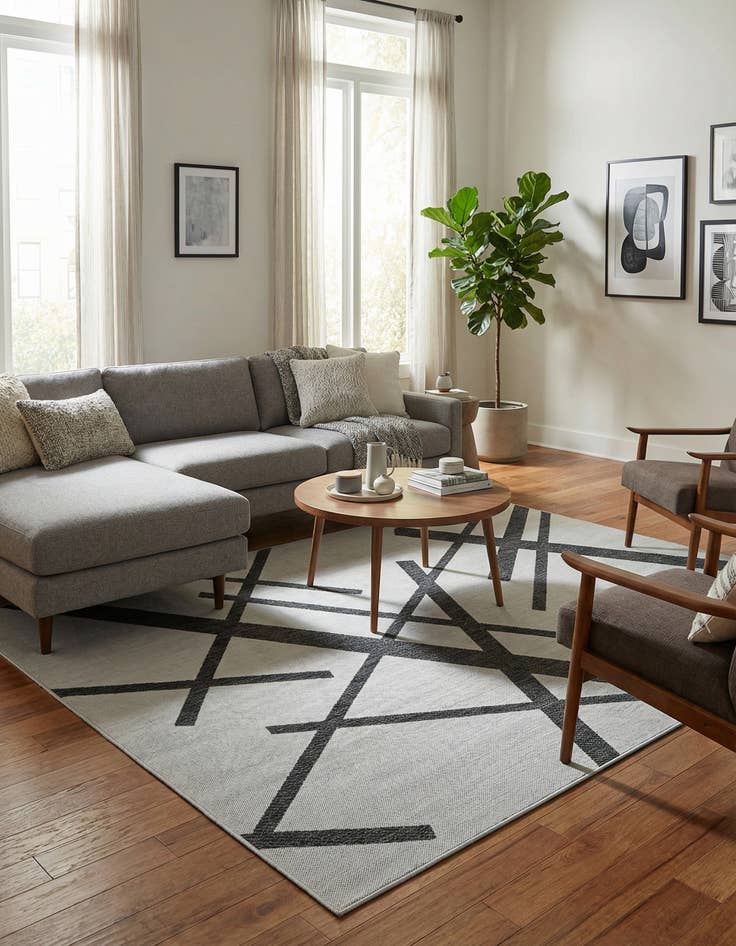 Detail image of  7' 10 x 10'  Washable Modern Indoor / Outdoor Rug