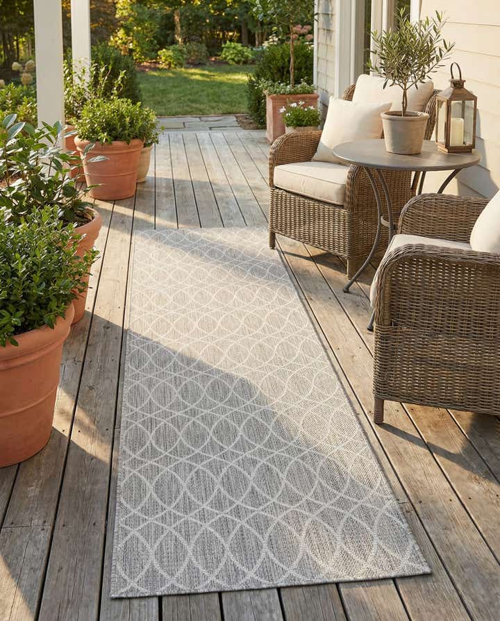 2' 7 x 10' Easy-Clean Lattice Indoor / Outdoor Runner Rug