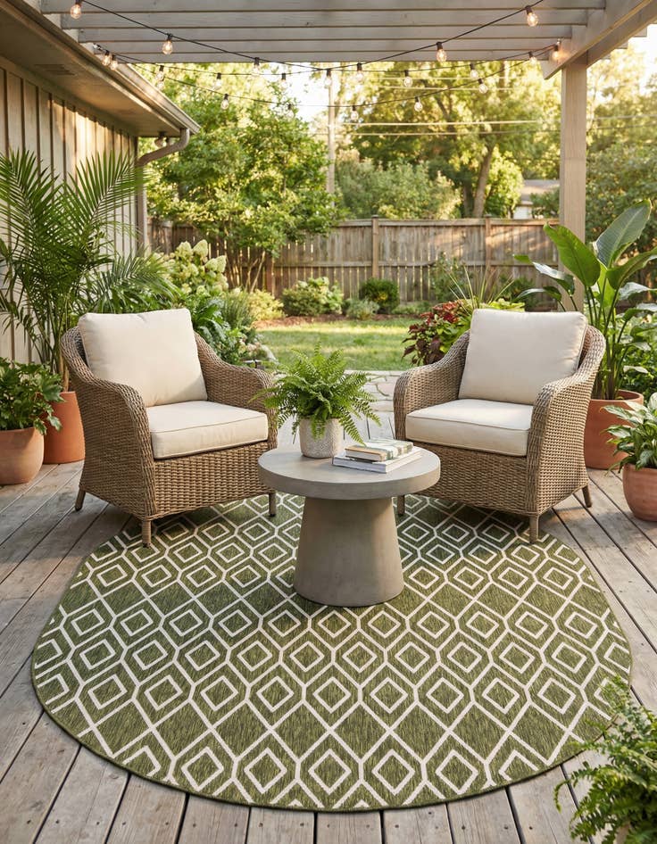 Detail image of 7' 10 x 10'  Washable Jill Zarin Turks and Caicos Indoor / Outdoor Oval Rug