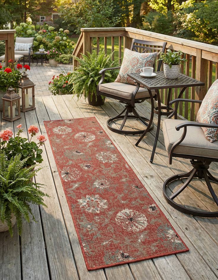 Detail image of 2' x 6' Easy-Clean Botanical Indoor / Outdoor Runner Rug