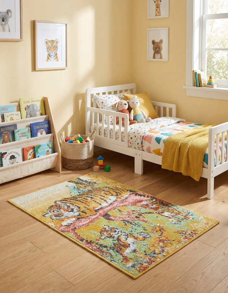 Detail image of  2' 2 x 3' 1 Tiger Whimsy Kids Rug