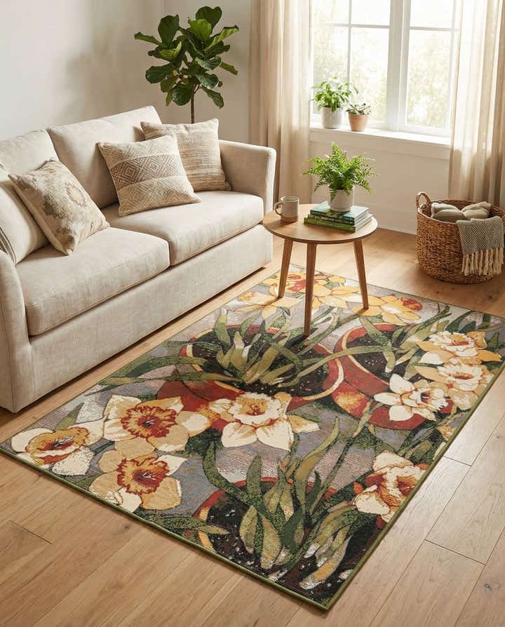 5' x 8' Easy-Clean Botanical Indoor / Outdoor Rug