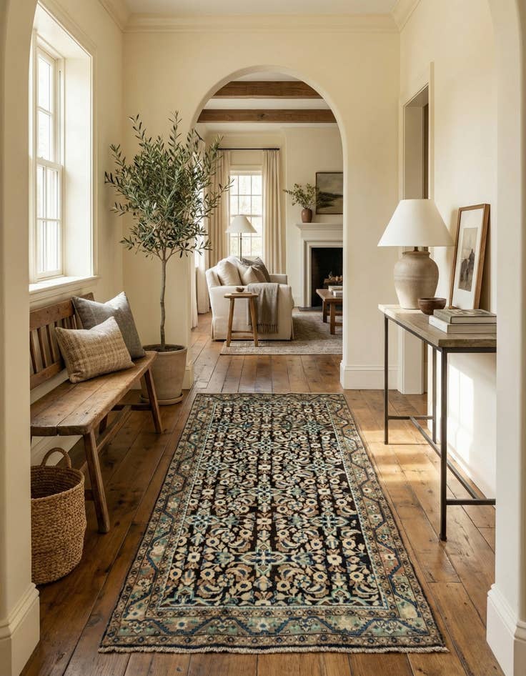 Detail image of 5' x 9' 6  Hand Knotted Shahsavand Persian Wool Runner Rug