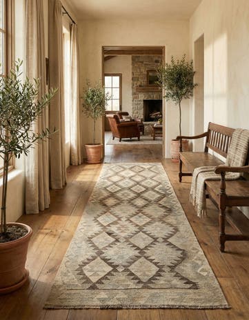 2' 10 x 9' 6 Hand Woven Kilim Maymana Wool Runner Rug