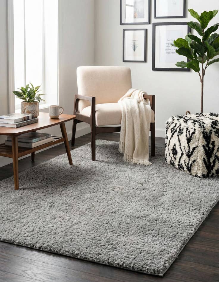 Detail image of  8' x 10' Solid Shag Rug