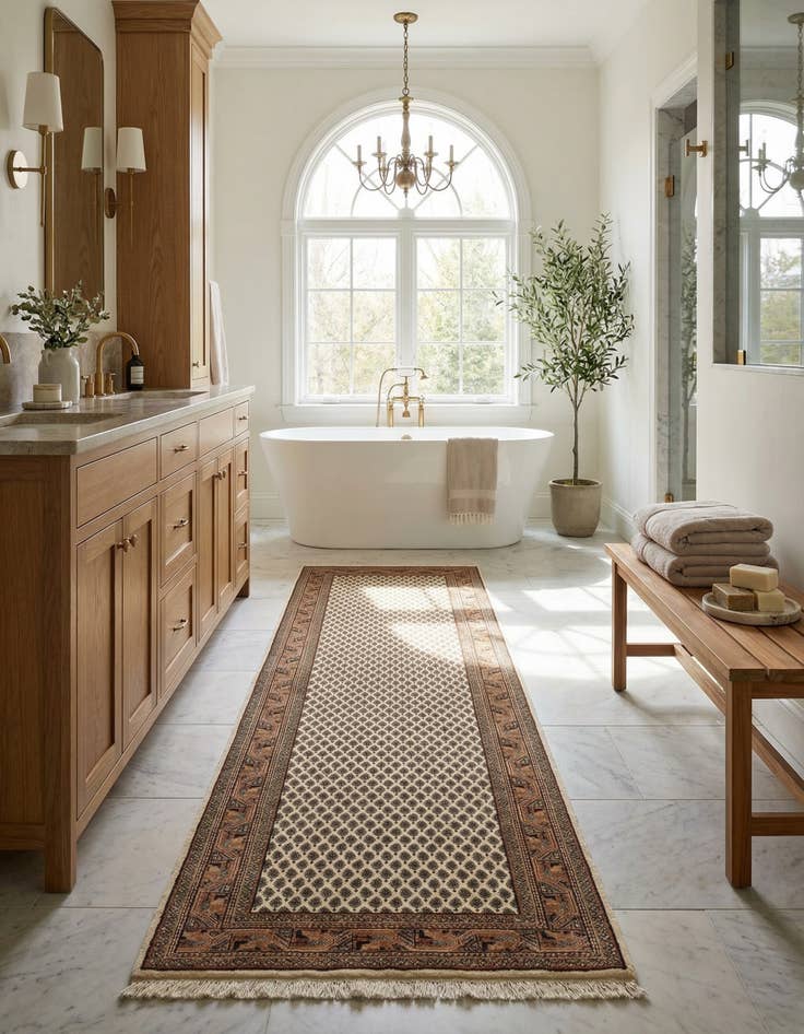 Detail image of 2' 8 x 9' 8 Hand Knotted Mir Wool Runner Rug