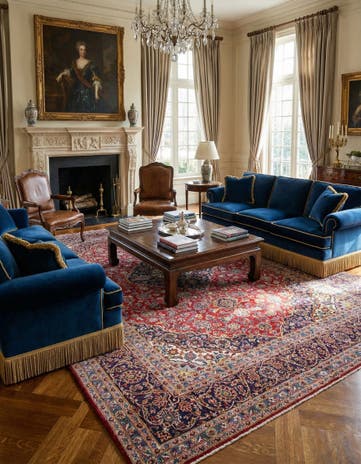 9' 9 x 13' 5 Hand Knotted Kashan Persian Wool Rug