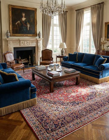 9' 9 x 13' 5 Hand Knotted Kashan Persian Wool Rug