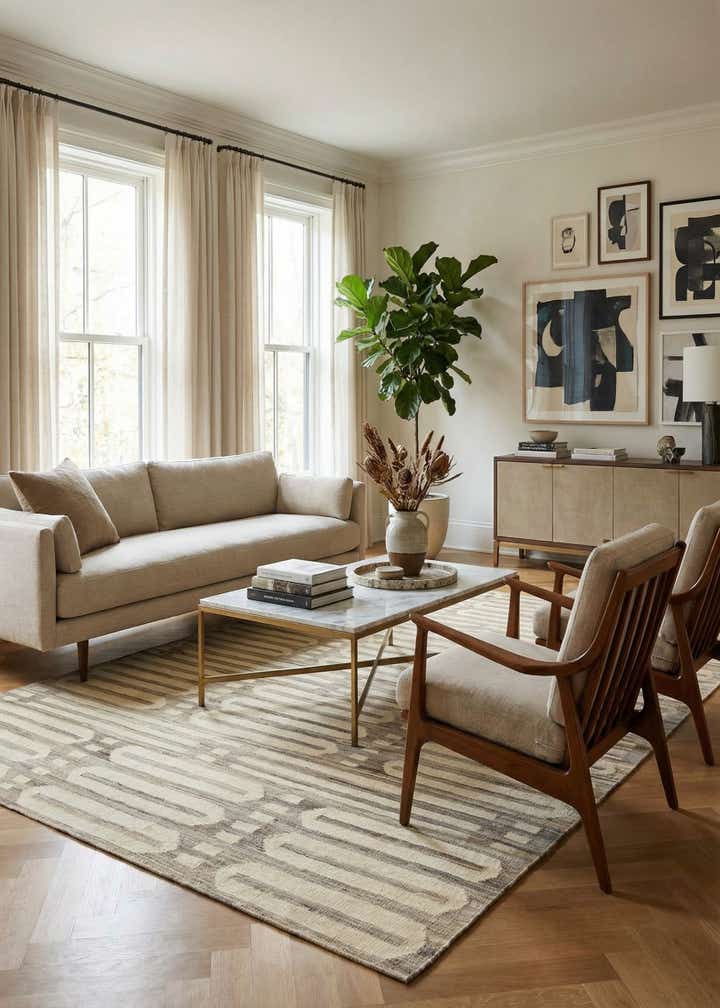 5' 10 x 7' 9 Hand Woven Kilim Modern Wool Rug