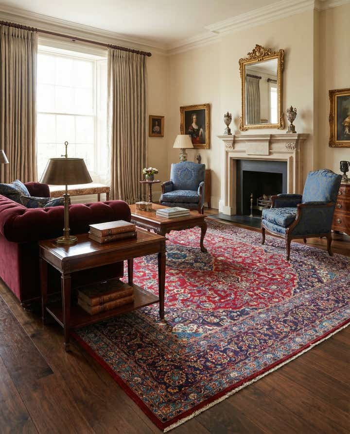 9' 6 x 12' 6 Hand Knotted Mashad Persian Wool Rug