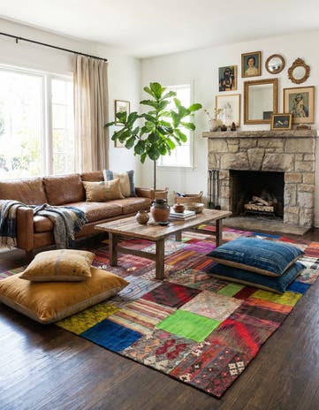 6' 8 x 9' 10 Hand Woven Kilim Patchwork Wool Rug