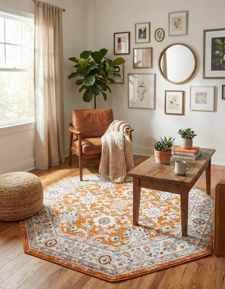 Detail image of  5' 3 x 5' 3 Charlotte Octagon Rug