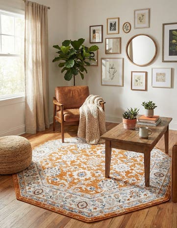 Rust Red Charlotte Octagon Rug