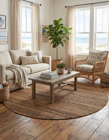 7' 10 x 7' 10 Hand Woven Palm Beach Jute Round Rug