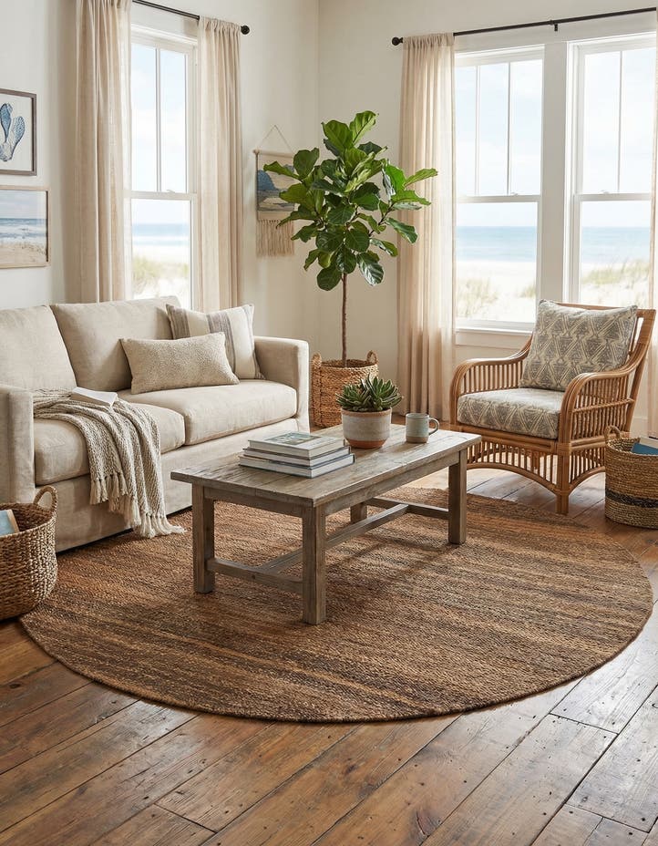 7' 10 x 7' 10 Hand Woven Palm Beach Jute Round Rug