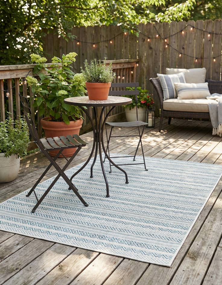 Detail image of 4' x 6' Easy-Clean Ribbon Indoor / Outdoor Rug