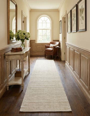 Vanilla Bean Hand Woven Jill Zarin English Manor Wool Runner Rug