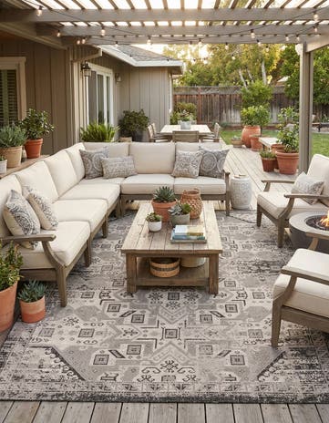 10' x 14' Easy-Clean Aztec Indoor / Outdoor Rug