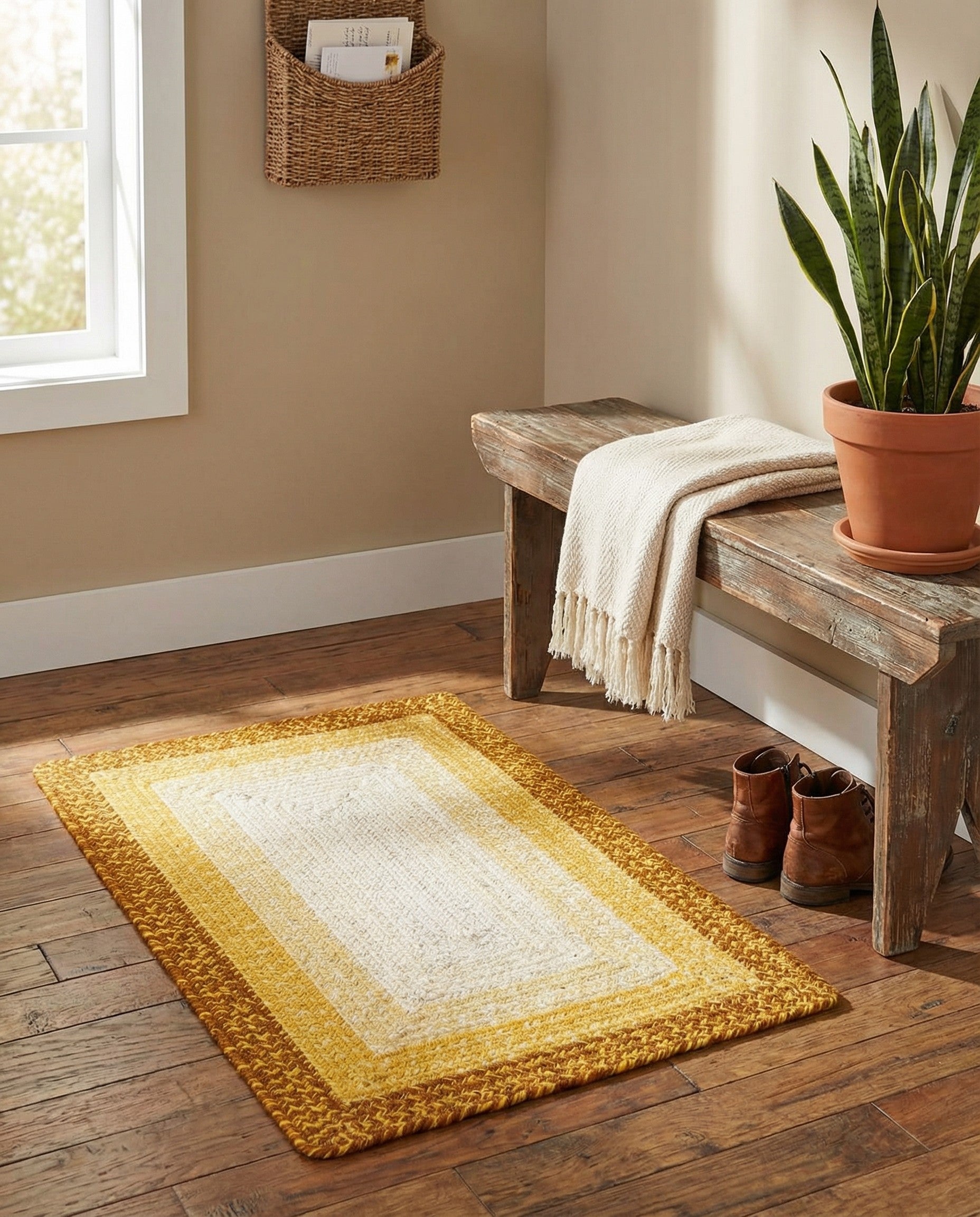  2' x 3' 1  Hand Hand Braided Wool Rug