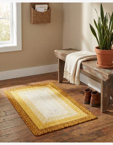 Yellow Handmade Hand Braided Wool Rug