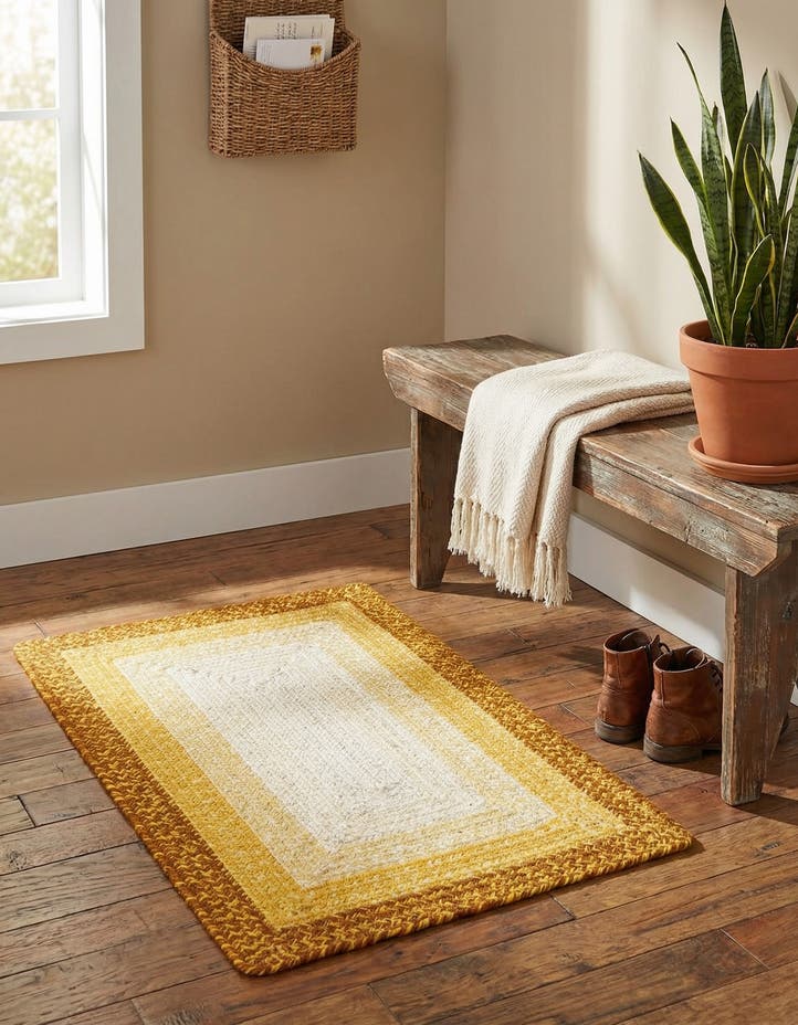 2' x 3' 1 Handmade Hand Braided Wool Rug