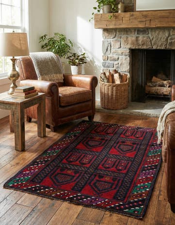 2' 11 x 4' 8 Hand Knotted Balouch Persian Wool Rug