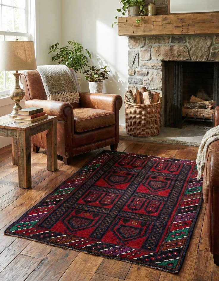 Detail image of 2' 11 x 4' 8  Hand Knotted Balouch Persian Wool Rug