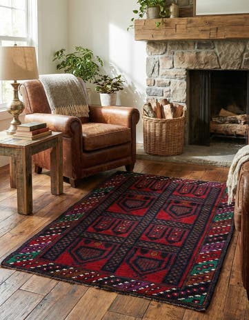 2' 11 x 4' 8 Hand Knotted Balouch Persian Wool Rug