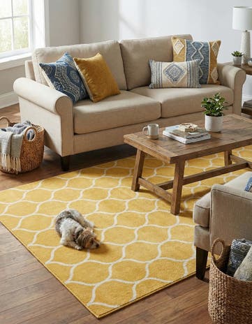 Yellow Trellis Frieze Rug