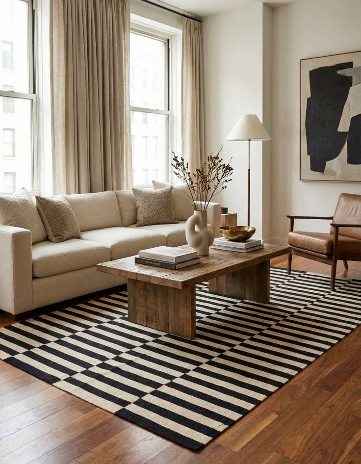 Detail image of 6' 3 x 9' 10  Hand Woven Kilim Modern Wool Rug