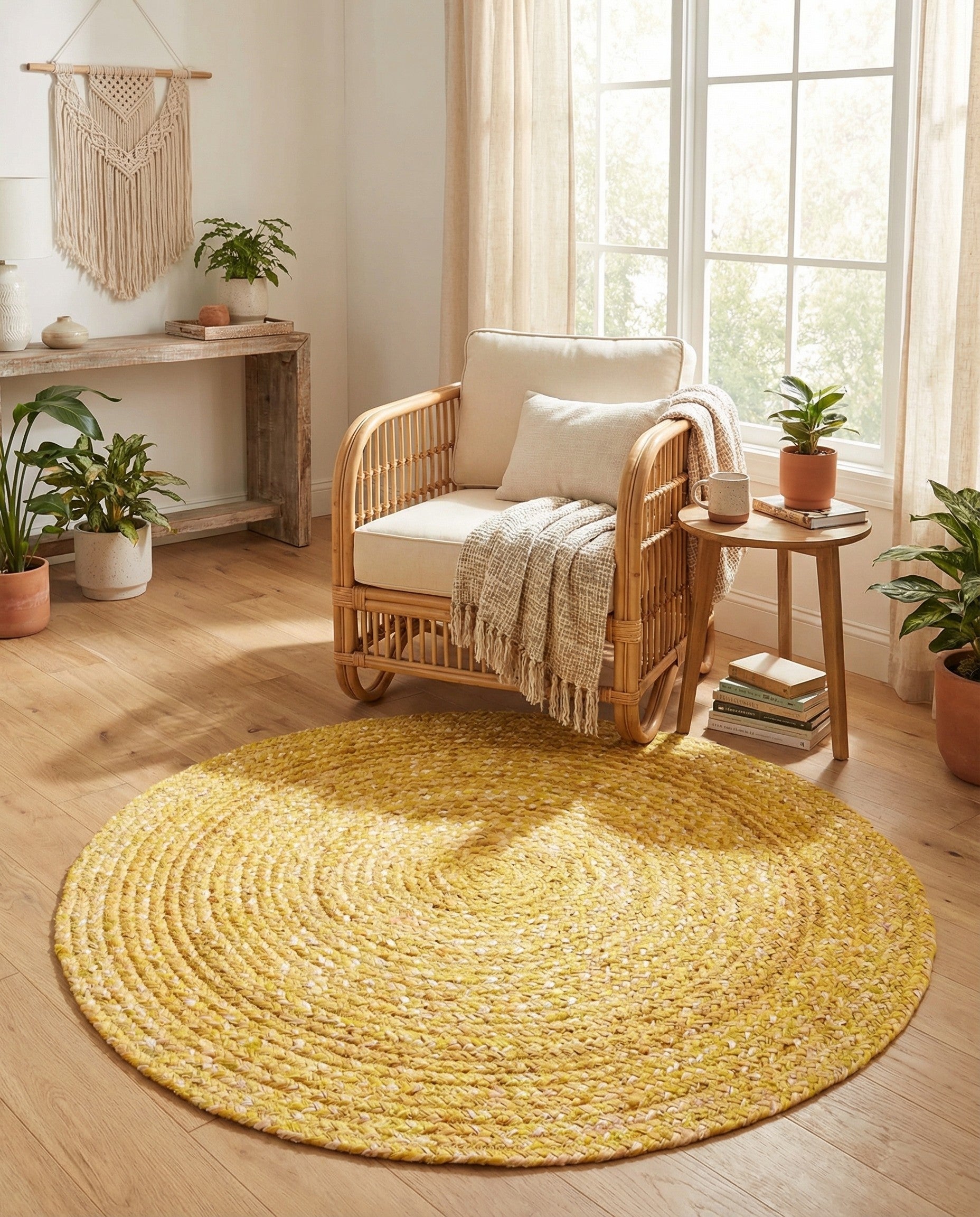  3' 3 x 3' 3  Hand Braided Chindi Round Rug