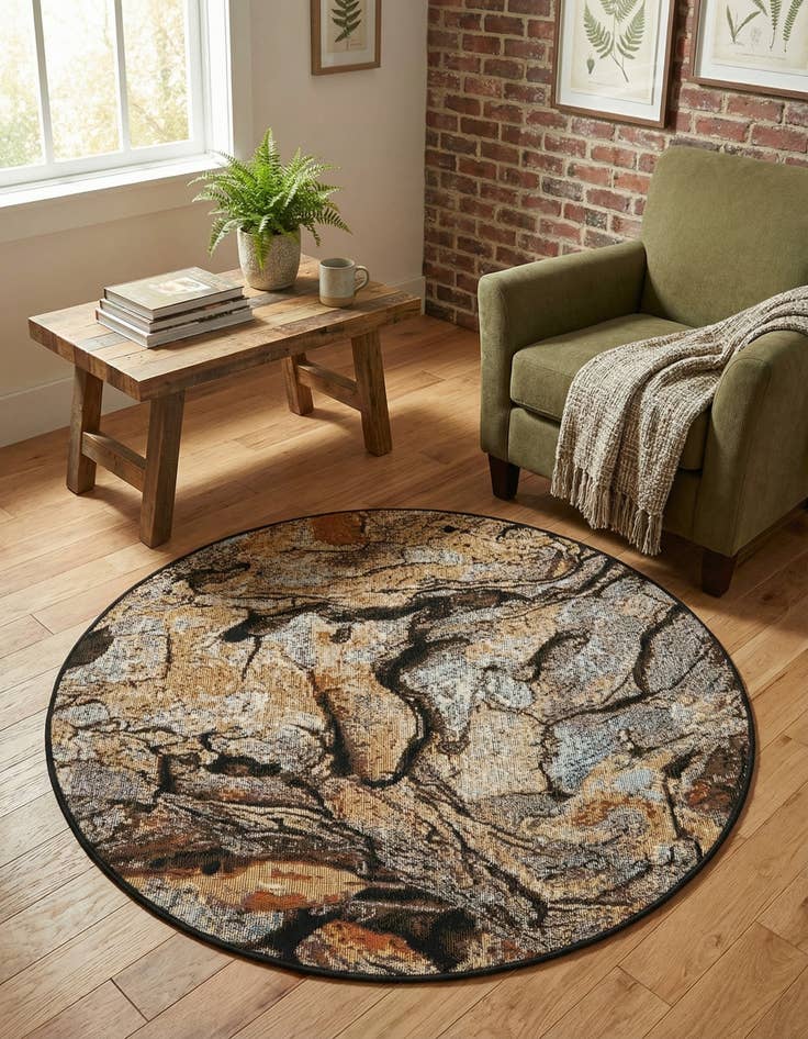 Detail image of  3' x 3'  Washable Modern Indoor / Outdoor Round Rug