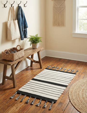 Black and White Hand Woven Chindi Cotton Rug