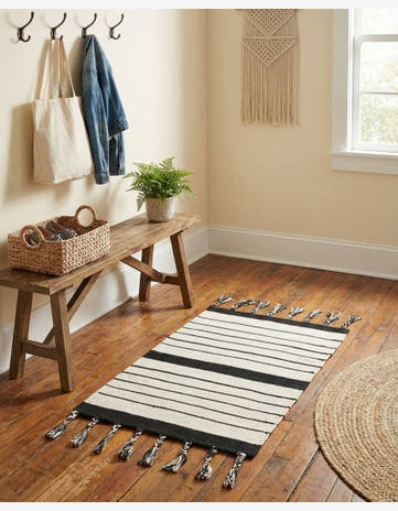 Black and White Hand Woven Chindi Cotton Rug
