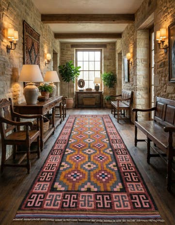 4' 10 x 12' Hand Woven Kilim Fars Wool Runner Rug