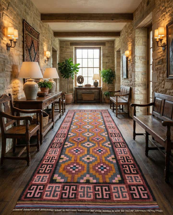 4' 10 x 12' Hand Woven Kilim Fars Wool Runner Rug
