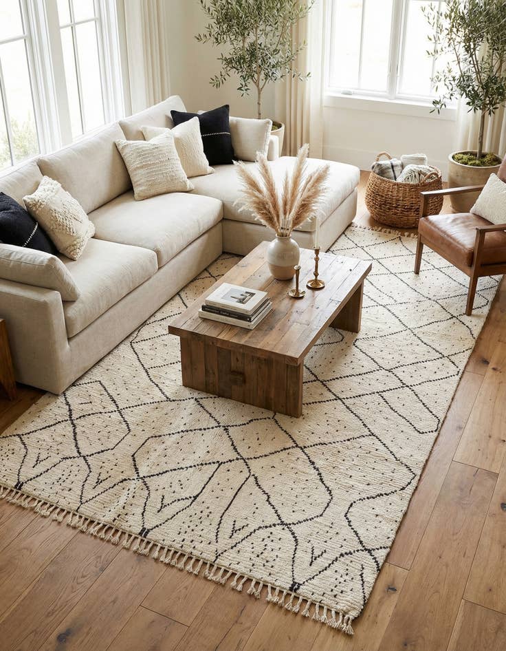 Detail image of 6' 2 x 12' 6  Hand Knotted Moroccan Wool Runner Rug