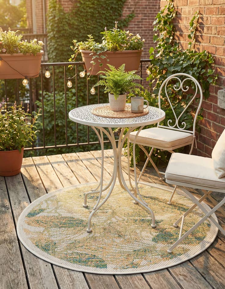 Detail image of 3' 3 x 3' 3  Washable Baja Indoor / Outdoor Round Rug