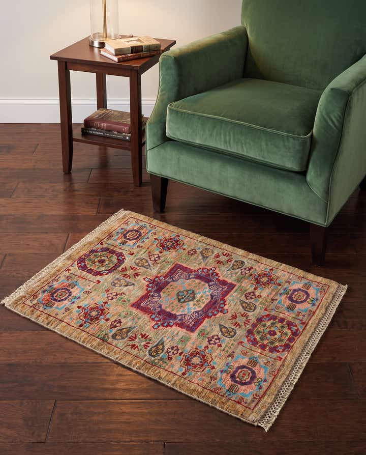 60cm x 90cm Hand Knotted Mamluk Ziegler Rug