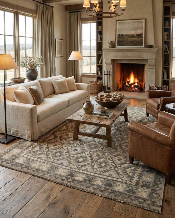 Detail image of 6' 10 x 9' 7 Hand Woven Kilim Maymana Wool Rug