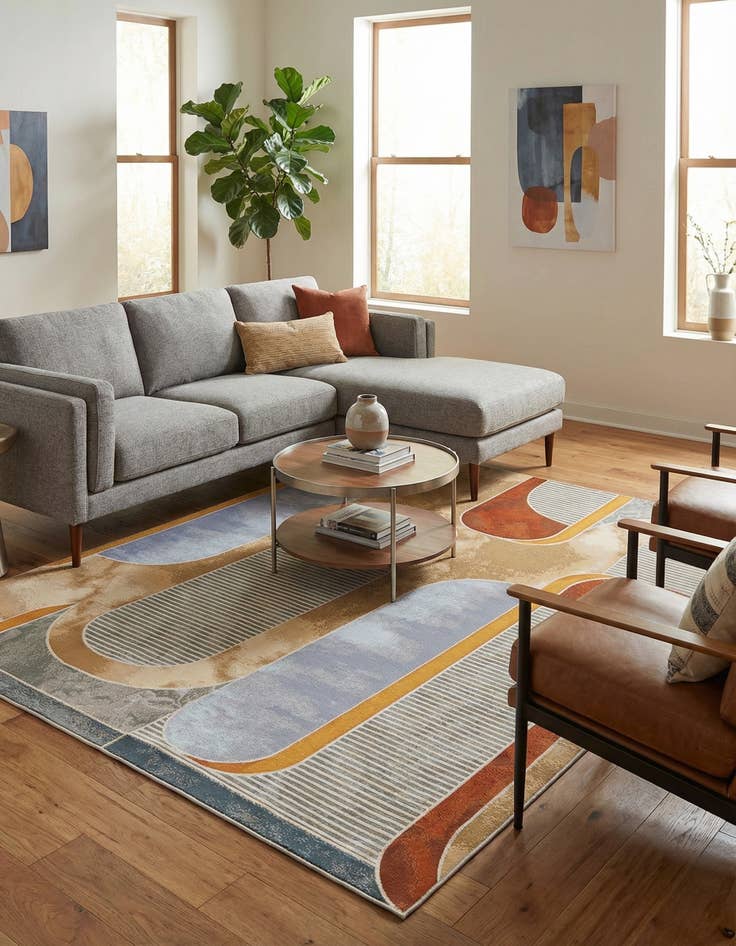 Detail image of  7' 10 x 10'  Washable Modern Indoor / Outdoor Rug