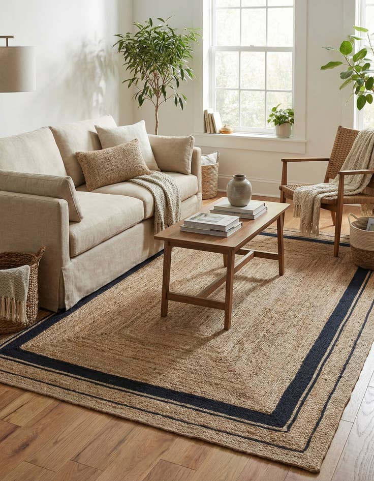 Detail image of  6' 1 x 9'  Hand Braided Jute Rug