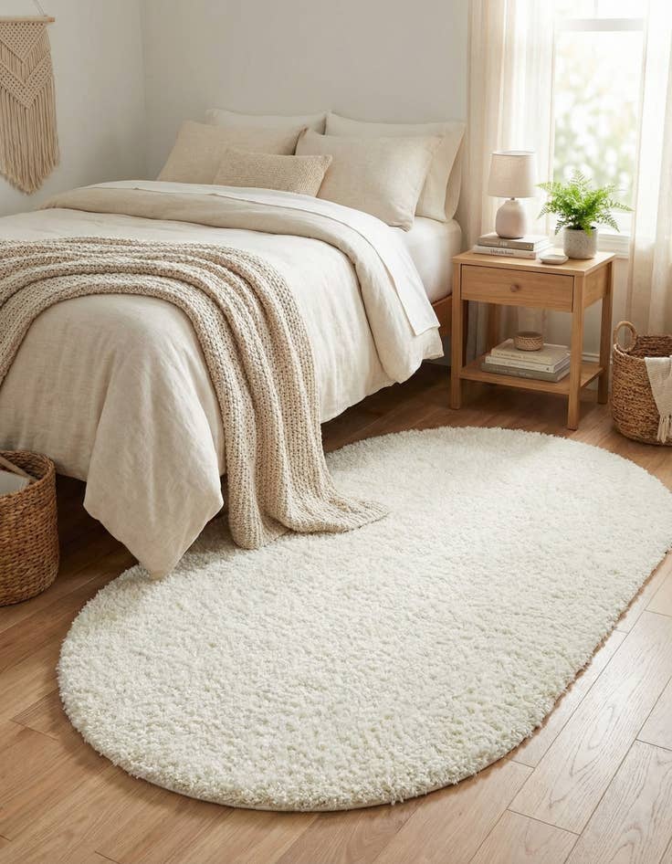 Detail image of  3' x 5' 3 Solid Shag Oval Rug